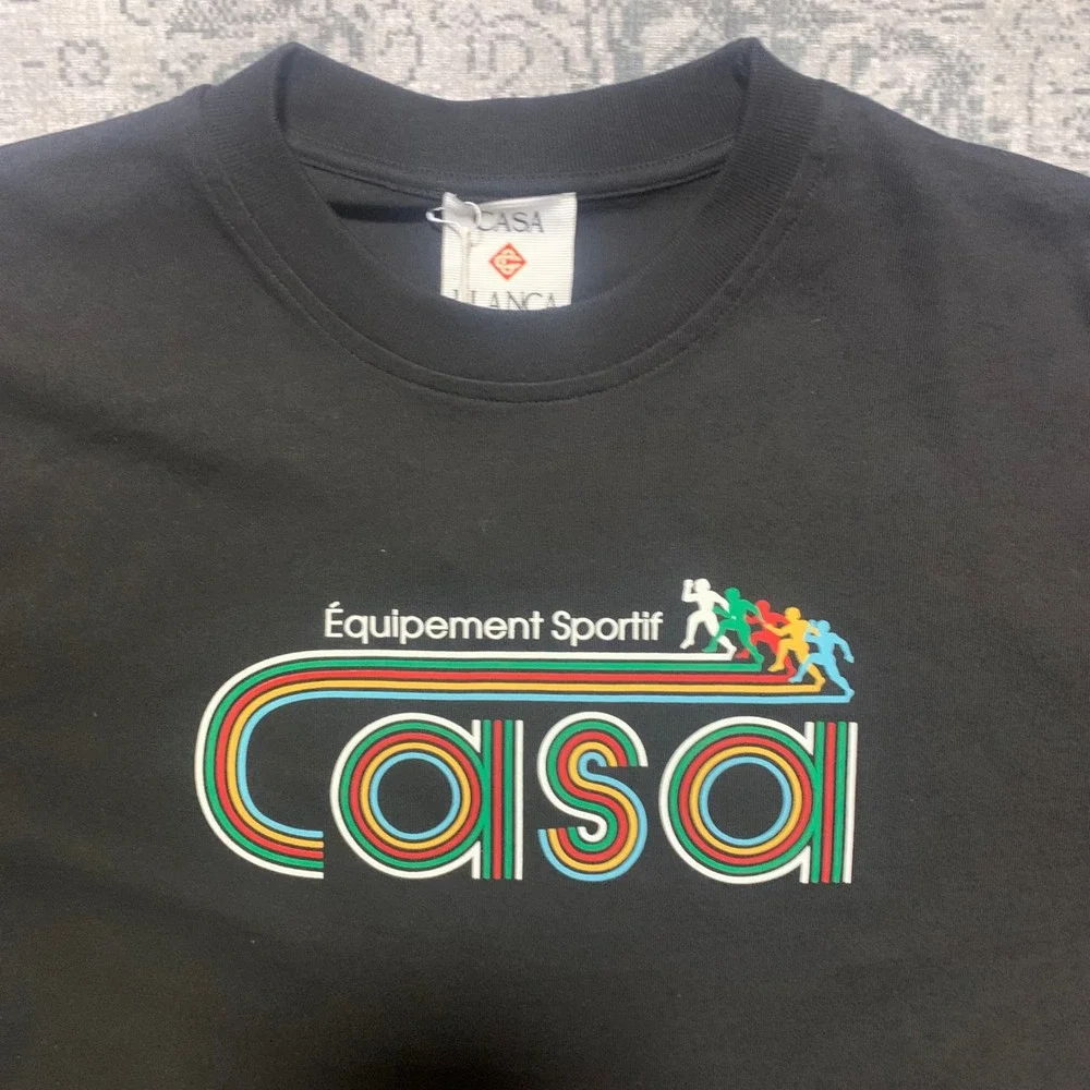 Casablanca T-Shirt Mens Medium Black Excellent Equipement Sportif Graphic Tee - Picture 3 of 5